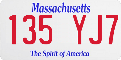 MA license plate 135YJ7