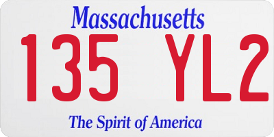 MA license plate 135YL2