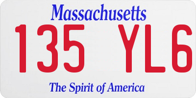 MA license plate 135YL6