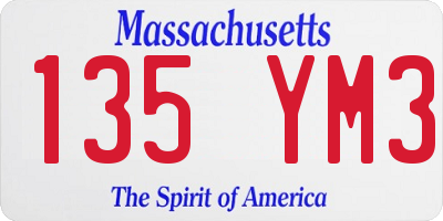 MA license plate 135YM3