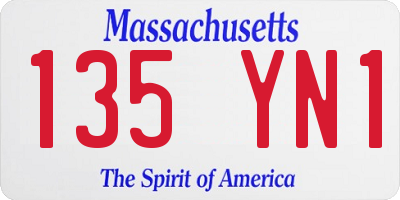 MA license plate 135YN1