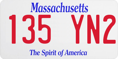 MA license plate 135YN2