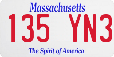 MA license plate 135YN3
