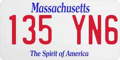 MA license plate 135YN6
