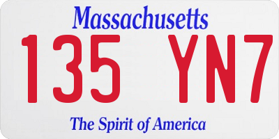 MA license plate 135YN7