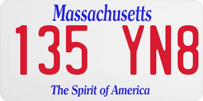 MA license plate 135YN8