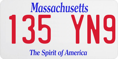 MA license plate 135YN9
