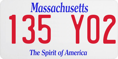 MA license plate 135YO2