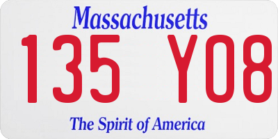 MA license plate 135YO8