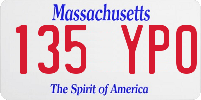 MA license plate 135YP0