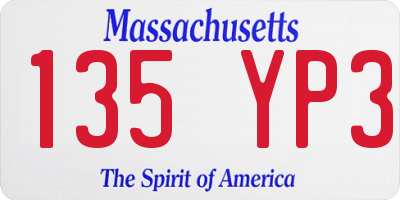 MA license plate 135YP3
