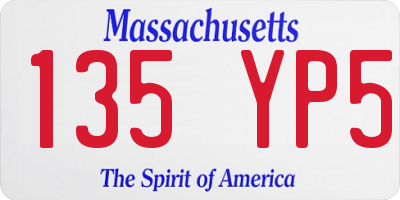 MA license plate 135YP5