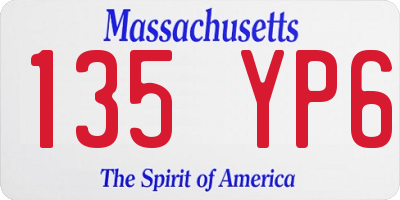 MA license plate 135YP6