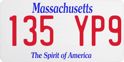 MA license plate 135YP9