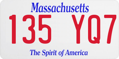 MA license plate 135YQ7