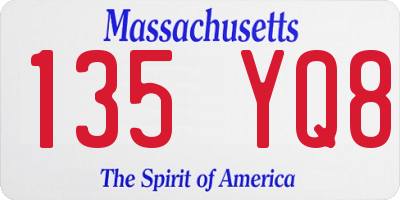 MA license plate 135YQ8