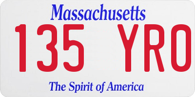 MA license plate 135YR0