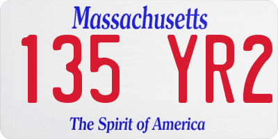 MA license plate 135YR2