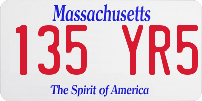 MA license plate 135YR5