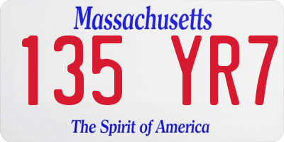 MA license plate 135YR7