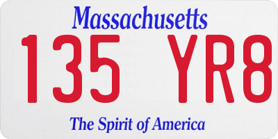 MA license plate 135YR8
