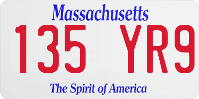 MA license plate 135YR9