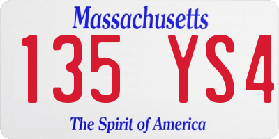 MA license plate 135YS4