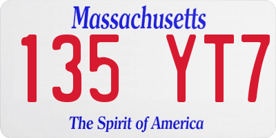 MA license plate 135YT7