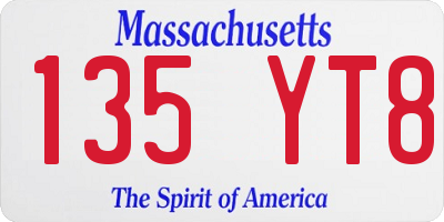 MA license plate 135YT8