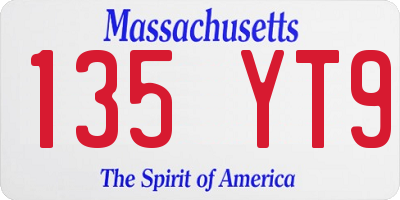 MA license plate 135YT9