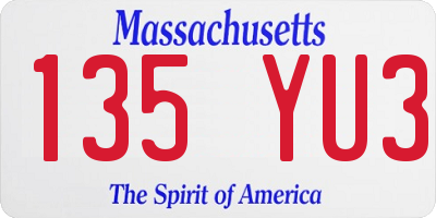 MA license plate 135YU3