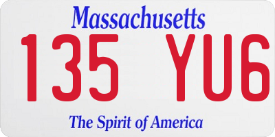 MA license plate 135YU6