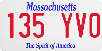MA license plate 135YV0