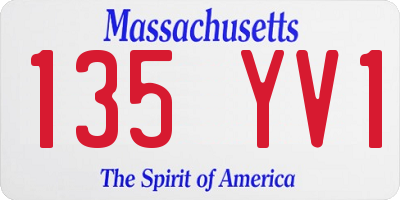 MA license plate 135YV1