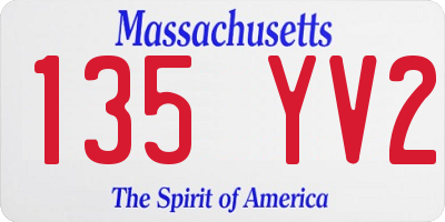 MA license plate 135YV2