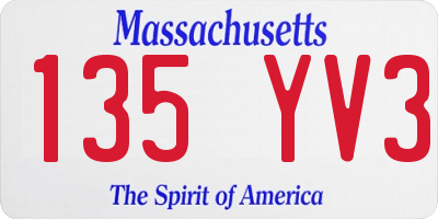 MA license plate 135YV3