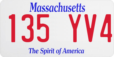 MA license plate 135YV4