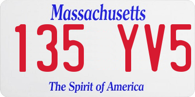 MA license plate 135YV5