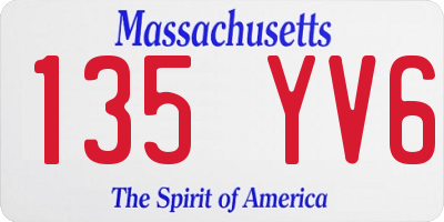 MA license plate 135YV6