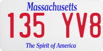 MA license plate 135YV8