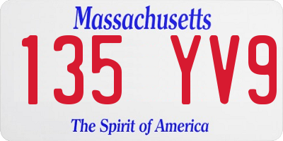 MA license plate 135YV9