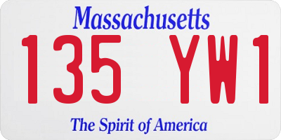 MA license plate 135YW1
