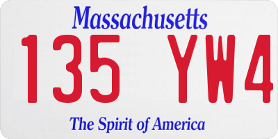 MA license plate 135YW4