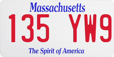 MA license plate 135YW9
