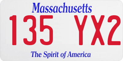 MA license plate 135YX2