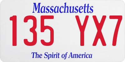MA license plate 135YX7