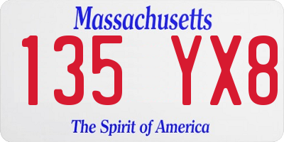 MA license plate 135YX8