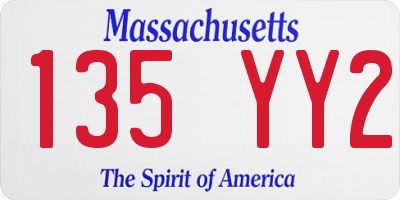 MA license plate 135YY2