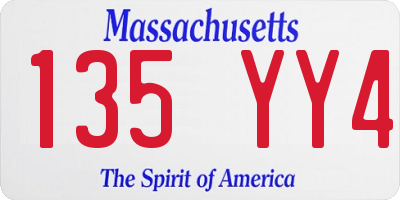 MA license plate 135YY4