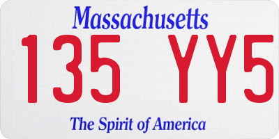 MA license plate 135YY5